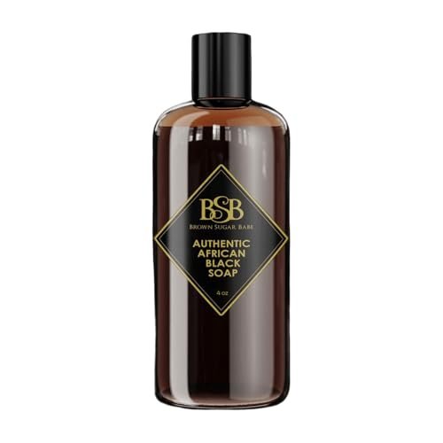 Brown Sugar Babe African Black Soap Body Wash - Authentic African Formula with Shea Butter, Hydrating & Nourishing Liquid Soap for Face and Body - Ideal Moisturizing Wash for Men and Women (4 Fl Oz) Avelisse