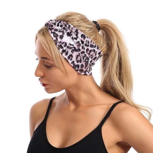 WLngtv 2-Pack Purple Leopard Print Cross Elastic Headbands - Fashion Women's Hair Accessories - görsel 4