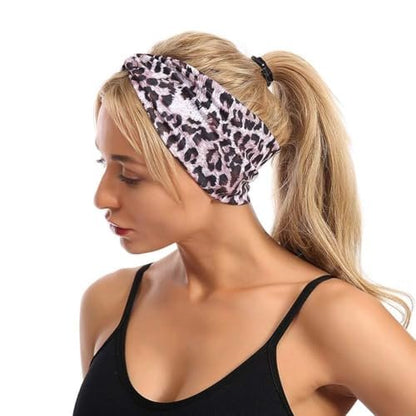 WLngtv 2-Pack Purple Leopard Print Cross Elastic Headbands - Fashion Women's Hair Accessories