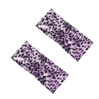 WLngtv 2-Pack Purple Leopard Print Cross Elastic Headbands - Fashion Women's Hair Accessories