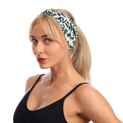 WLngtv 2-Pack Purple Leopard Print Cross Elastic Headbands - Fashion Women's Hair Accessories