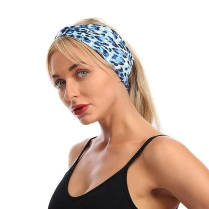 WLngtv 2-Pack Purple Leopard Print Cross Elastic Headbands - Fashion Women's Hair Accessories
