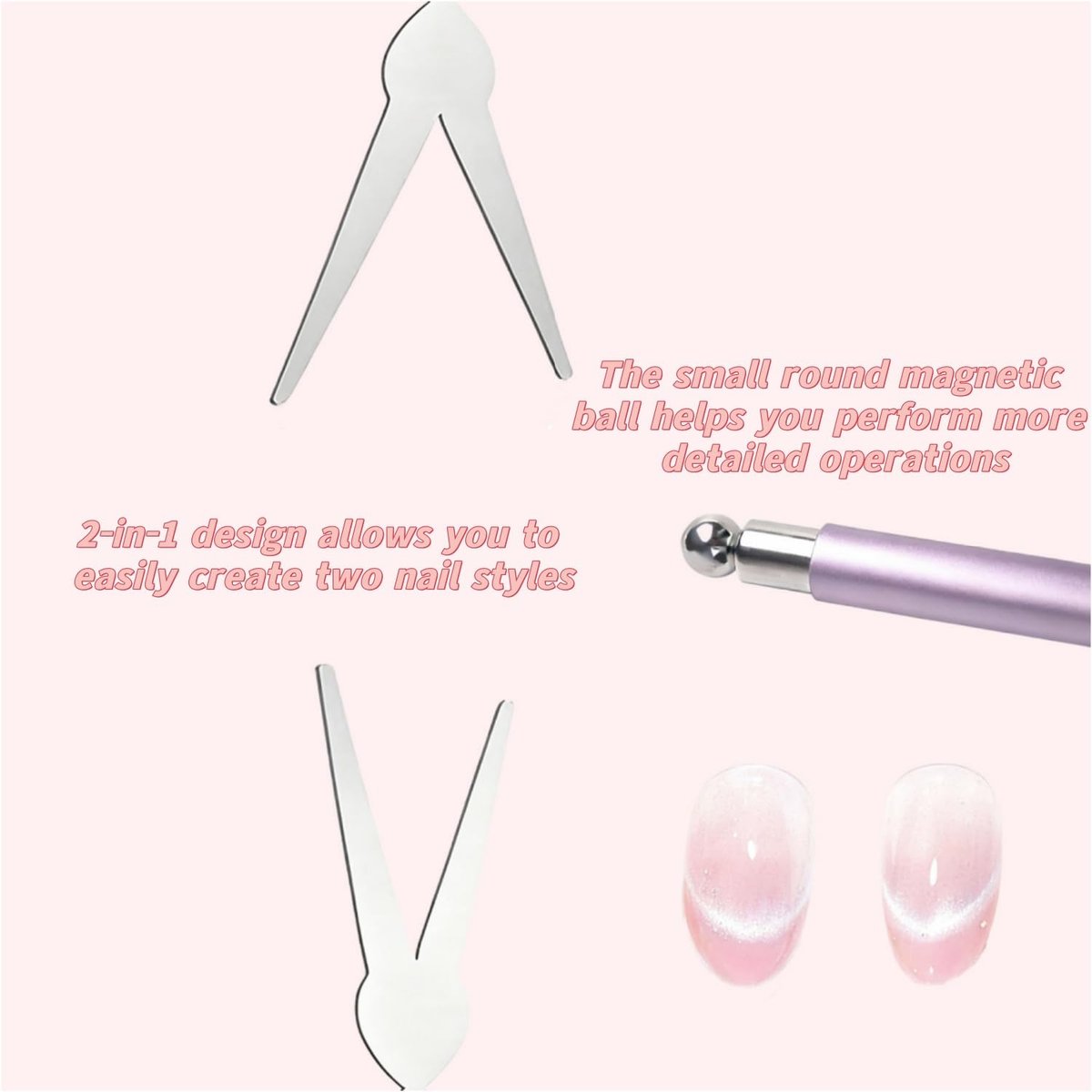 2 in 1 French Cat Eye Magnet Set - Double Head Scissor Magnet Tool for Cat Eye Gel Polish, Wand with Round Nail Magnet Beads, Manicure Art DIY for Home & Salon Use, Beginner Friendly - görsel 9