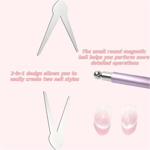2 in 1 French Cat Eye Magnet Set - Double Head Scissor Magnet Tool for Cat Eye Gel Polish, Wand with Round Nail Magnet Beads, Manicure Art DIY for Home & Salon Use, Beginner Friendly - görsel 10