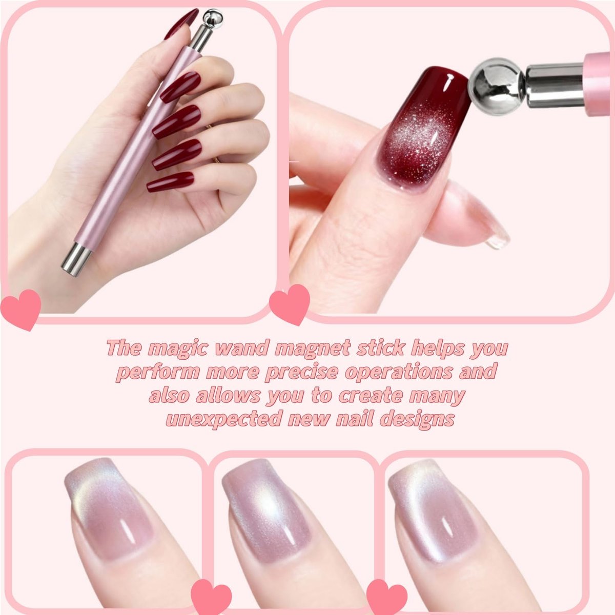 2 in 1 French Cat Eye Magnet Set - Double Head Scissor Magnet Tool for Cat Eye Gel Polish, Wand with Round Nail Magnet Beads, Manicure Art DIY for Home & Salon Use, Beginner Friendly - görsel 7