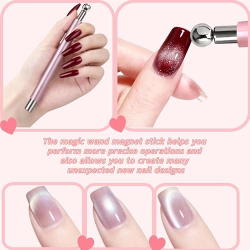 2 in 1 French Cat Eye Magnet Set - Double Head Scissor Magnet Tool for Cat Eye Gel Polish, Wand with Round Nail Magnet Beads, Manicure Art DIY for Home & Salon Use, Beginner Friendly - görsel 8
