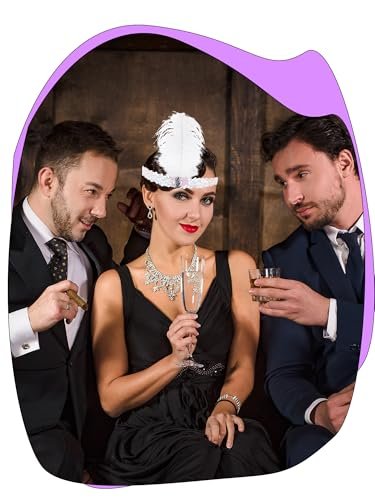 Flotory 16-Piece 1920s Flapper Headbands - Black and White Sequin Headpiece for Roaring 20s Theme Party Hair Accessories - görsel 10