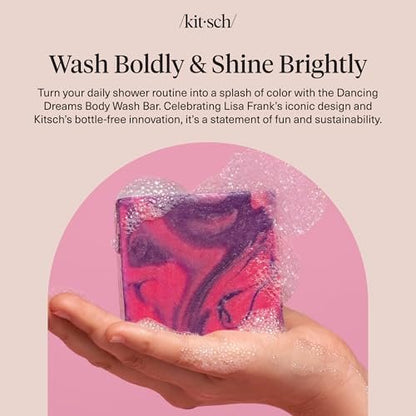 Kitsch x Lisa Frank Dancing Dreams Shea Butter Body Wash Bar – Gentle Exfoliating Body Wash with Apricot Seeds – Moisturizing Bar Soap Cleanser for Soft, Smooth Skin – Eco-Friendly Skin Care - 4 oz