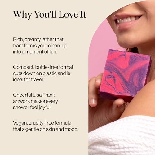 Kitsch x Lisa Frank Dancing Dreams Shea Butter Body Wash Bar – Gentle Exfoliating Body Wash with Apricot Seeds – Moisturizing Bar Soap Cleanser for Soft, Smooth Skin – Eco-Friendly Skin Care - 4 oz - görsel 12
