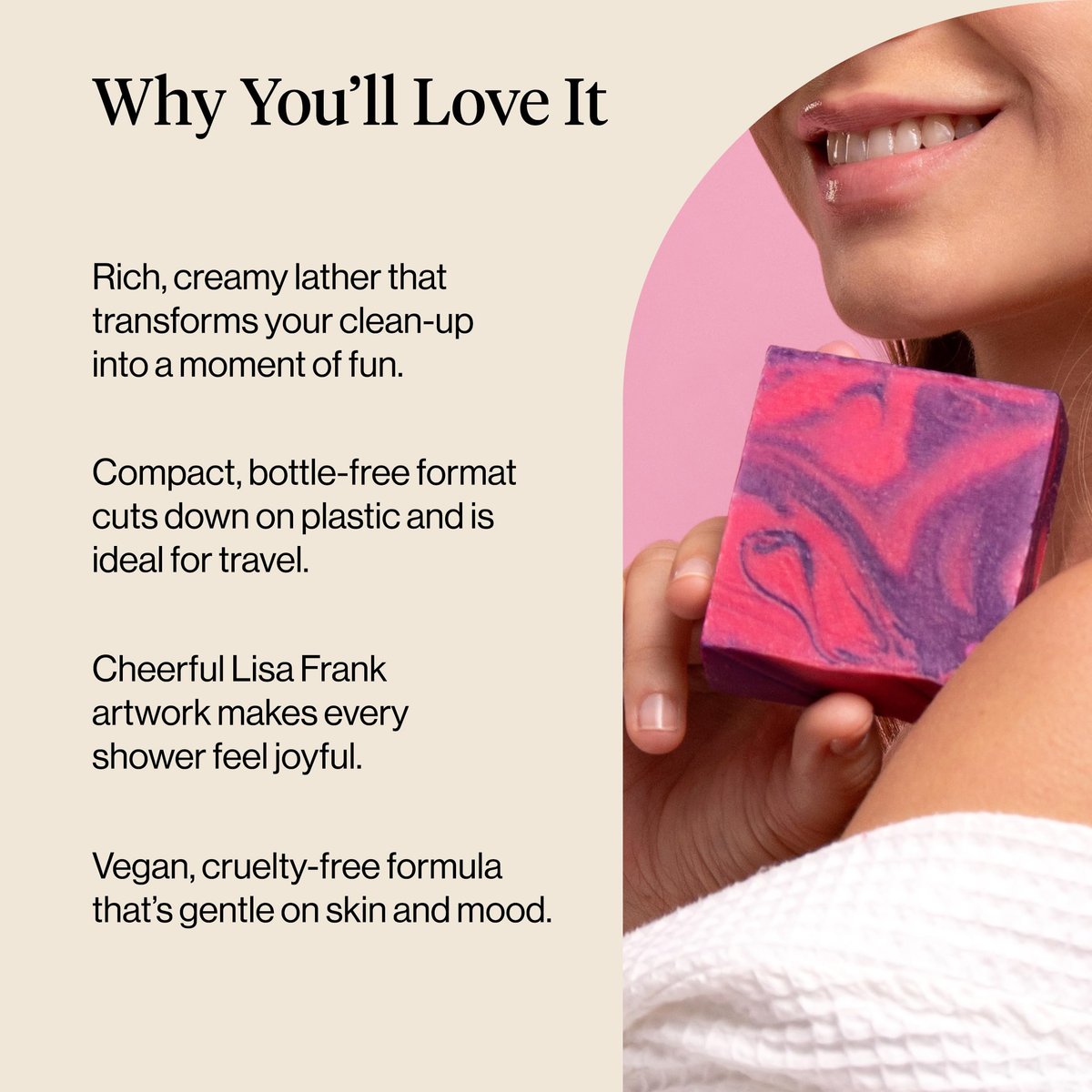 Kitsch x Lisa Frank Dancing Dreams Shea Butter Body Wash Bar – Gentle Exfoliating Body Wash with Apricot Seeds – Moisturizing Bar Soap Cleanser for Soft, Smooth Skin – Eco-Friendly Skin Care - 4 oz - görsel 11
