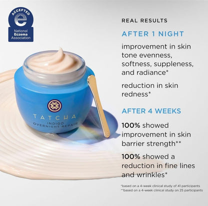 Tatcha Indigo Overnight Repair Travel-Sized - Redness Reducing & Barrier Repairing Cream for Sensitive Skin, 15 ml Avelisse