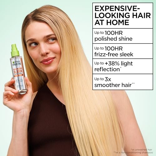 Garnier Fructis Diamond Sleek Hair Shine Spray with Vegan Keratin and Argan Oil, Frizz Control & Heat Protectant, 4.6 Fl Oz - görsel 8