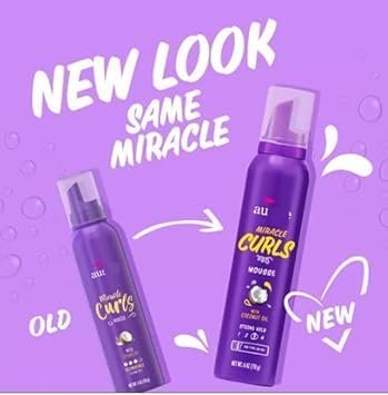 Au~ssie Miracle Curls Strong Hold Mousse with Coconut & Jojoba Oil, 6 fl oz - Curly Hair Styling Foam Avelisse