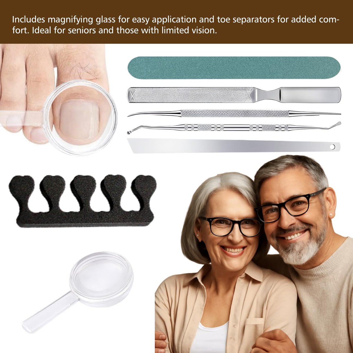 Ingrown Toenail Corrector Set with Magnifier and Correction Strips – Professional Treatment Tools for Safe Home Nail Care Avelisse