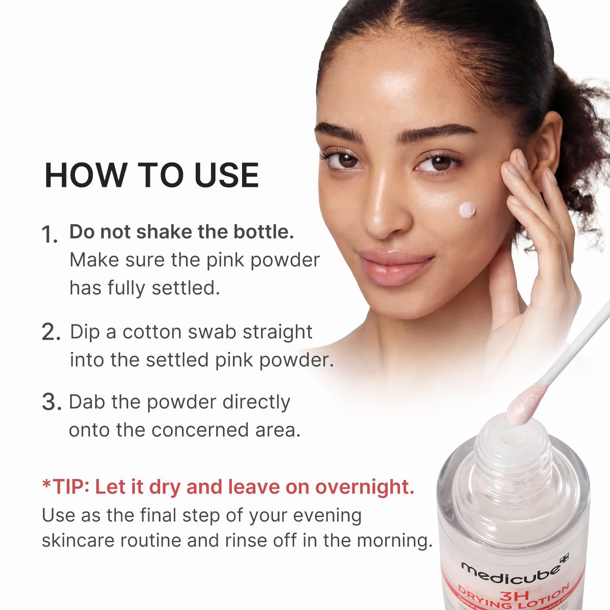 medicube 3H Overnight Drying Lotion - Targeted Spot Care for Troubled & Oily-Prone Skin, Calming & Soothing with Calamine, Centella & Tea Tree, Korean Skincare 20ml Avelisse