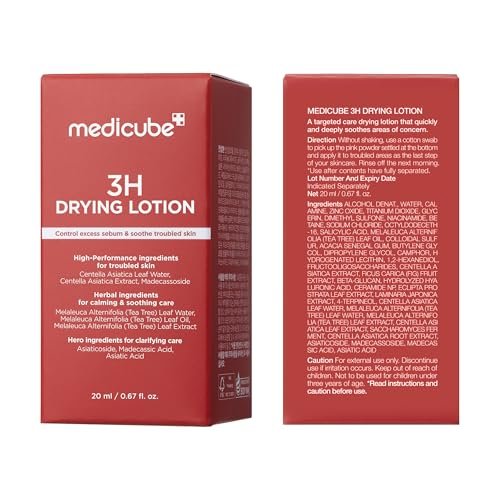medicube 3H Overnight Drying Lotion - Targeted Spot Care for Troubled & Oily-Prone Skin, Calming & Soothing with Calamine, Centella & Tea Tree, Korean Skincare 20ml Avelisse