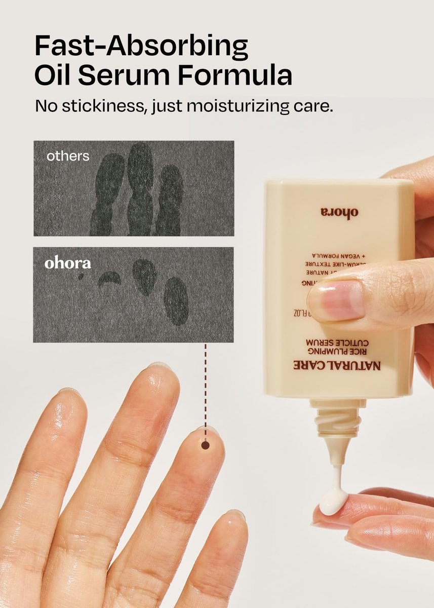 ohora Natural Care Rice Plumping Cuticle Serum – Hydrating Nail Serum with Rice & Soybean Extract, Collagen, Vitamin E & Peptides – Fast-Absorbing, Non-Greasy Nail & Cuticle Care Avelisse