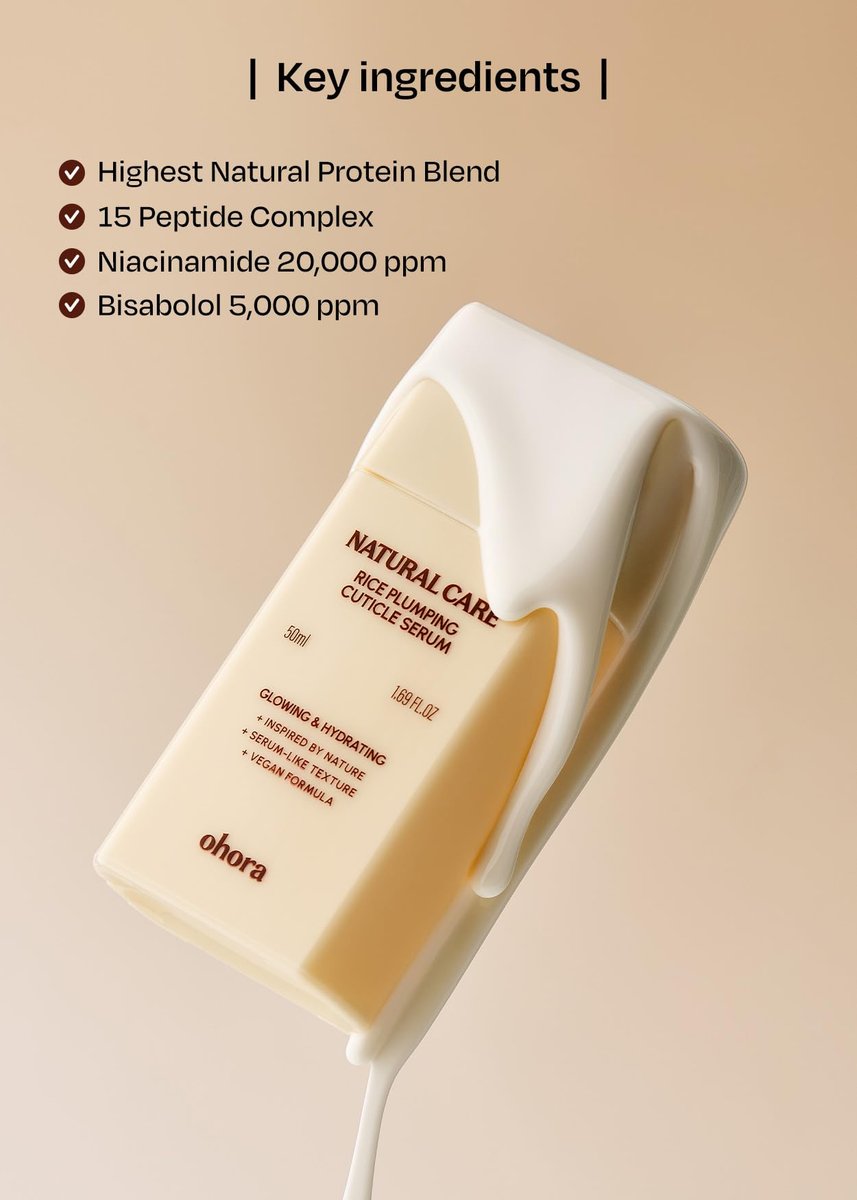 ohora Natural Care Rice Plumping Cuticle Serum – Hydrating Nail Serum with Rice & Soybean Extract, Collagen, Vitamin E & Peptides – Fast-Absorbing, Non-Greasy Nail & Cuticle Care Avelisse