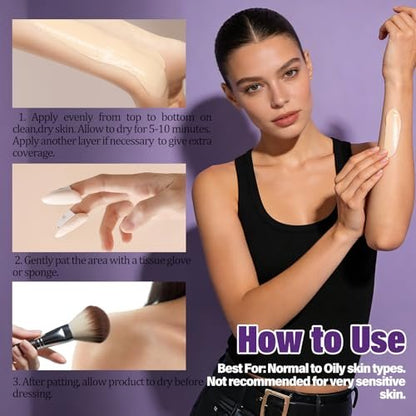 MOSSBIQ Tattoo Cover Up Makeup Waterproof - Long Lasting Body Foundation for Flawless Legs & Body, Natural Radiance, 3.5 Fl Oz Avelisse