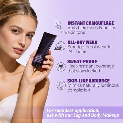MOSSBIQ Tattoo Cover Up Makeup Waterproof - Long Lasting Body Foundation for Flawless Legs & Body, Natural Radiance, 3.5 Fl Oz Avelisse
