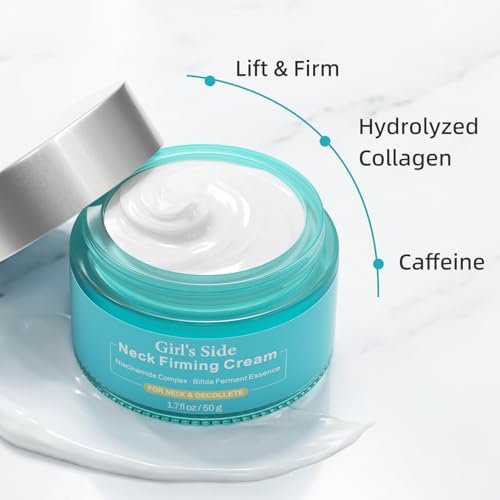 Girl's side Neck Firming Cream with Niacinamide & Bifida Ferment - Hyaluronic Acid, Caffeine, Ceramide Moisturizer to Minimize Fine Lines, Tighten Neck & Chest Skin, 1.7 fl oz Avelisse