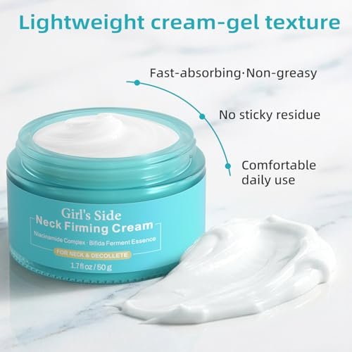 Girl's side Neck Firming Cream with Niacinamide & Bifida Ferment - Hyaluronic Acid, Caffeine, Ceramide Moisturizer to Minimize Fine Lines, Tighten Neck & Chest Skin, 1.7 fl oz Avelisse