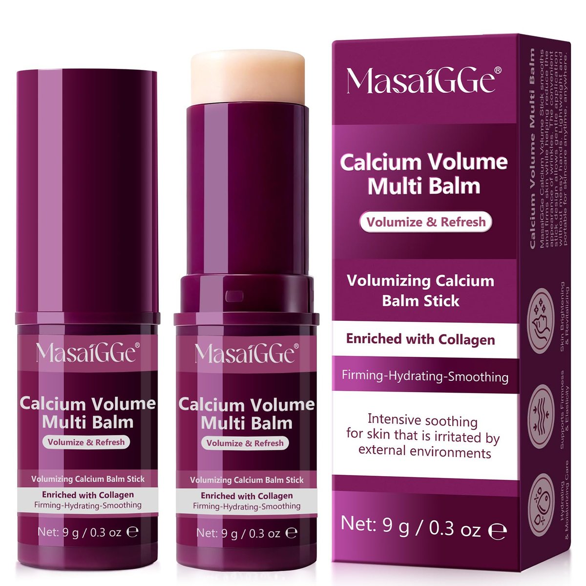 ADSBJUX Calcium Multi Balm Stick - Collagen Anti Wrinkle Hydrating & Firming Face Stick for Eyes, Neck, Face (2-Pack) Avelisse