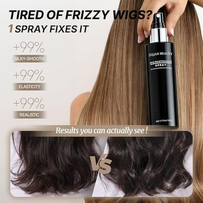 ZQIAN BEAUTY Wig Spray for Synthetic Hair - Detangling Leave In Conditioner for Wigs, Toppers, Extensions & Human Hair, Nourishes & Restores Shine, 5.1 fl oz