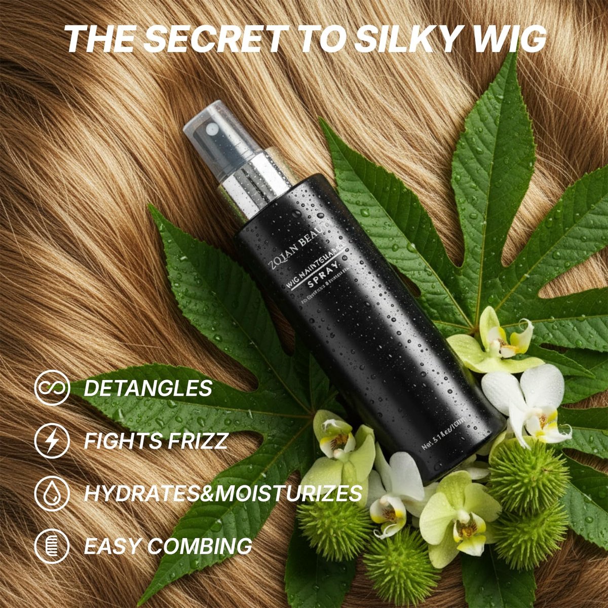 ZQIAN BEAUTY Wig Spray for Synthetic Hair - Detangling Leave In Conditioner for Wigs, Toppers, Extensions & Human Hair, Nourishes & Restores Shine, 5.1 fl oz - görsel 11