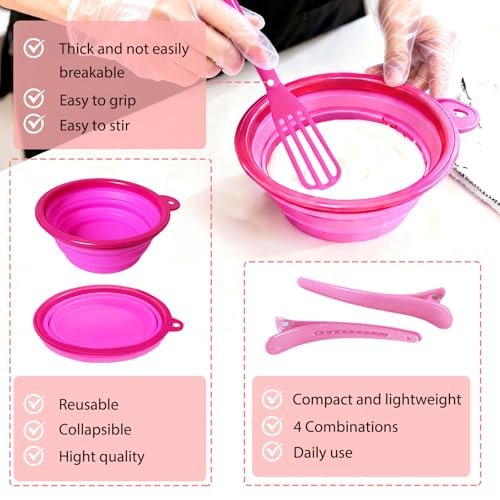 ZMOIVOK 21-Piece Professional Hair Dye Kit - Salon-Quality Bleach & Color Tool Set with Bowl, Brush, Clips, Gloves & Ear Covers for Home or Salon Use (Rose Pink) - görsel 8