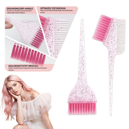 ZMOIVOK 21-Piece Professional Hair Dye Kit - Salon-Quality Bleach & Color Tool Set with Bowl, Brush, Clips, Gloves & Ear Covers for Home or Salon Use (Rose Pink)