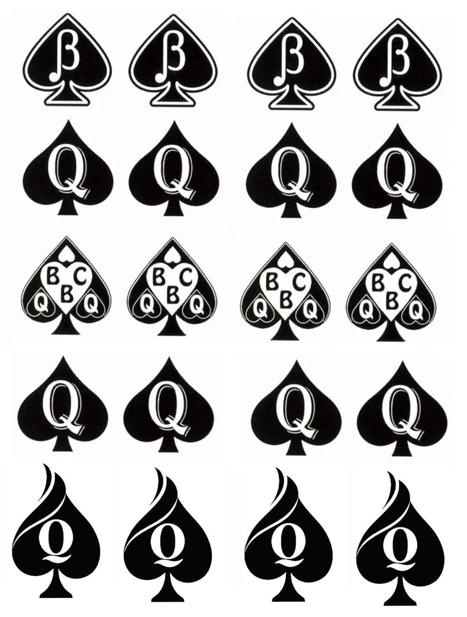 EUYF BBC Queen of Spades Temporary Tattoo Stickers - 4 Sheets, 81 Designs, Large 15x21cm, Black QOS Hardcore Phrases Temporary Tattoos for Adults - görsel 5
