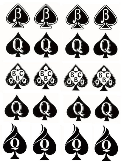 EUYF BBC Queen of Spades Temporary Tattoo Stickers - 4 Sheets, 81 Designs, Large 15x21cm, Black QOS Hardcore Phrases Temporary Tattoos for Adults