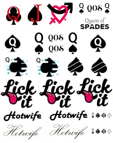 EUYF BBC Queen of Spades Temporary Tattoo Stickers - 4 Sheets, 81 Designs, Large 15x21cm, Black QOS Hardcore Phrases Temporary Tattoos for Adults - görsel 10