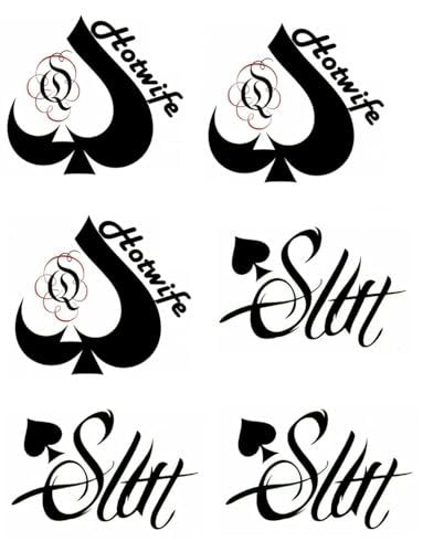 EUYF BBC Queen of Spades Temporary Tattoo Stickers - 4 Sheets, 81 Designs, Large 15x21cm, Black QOS Hardcore Phrases Temporary Tattoos for Adults - görsel 4