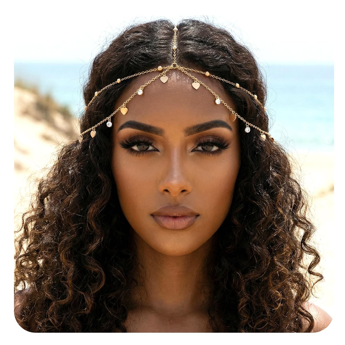 Nogeqi Gold Head Chain Rhinestone Sequin Egyptian Headpiece - Gold Head-Piece Genie Head Jewelry for Women Girls, Egyptian Hair Accessories for Festival Prom Wedding Bridal - görsel 1