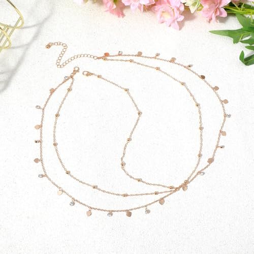 Nogeqi Gold Head Chain Rhinestone Sequin Egyptian Headpiece - Gold Head-Piece Genie Head Jewelry for Women Girls, Egyptian Hair Accessories for Festival Prom Wedding Bridal - görsel 14