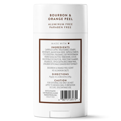 Native Deodorant - Bourbon & Orange Peel, 2.65 oz - Aluminum Free, 72 Hour Odor Control for Women and Men