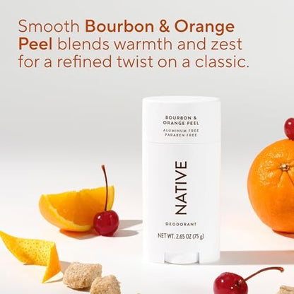 Native Deodorant - Bourbon & Orange Peel, 2.65 oz - Aluminum Free, 72 Hour Odor Control for Women and Men