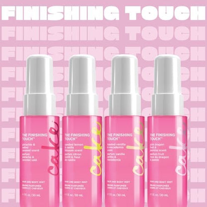 Cake Beauty Hair and Body Mist Travel Gift Set, The Finishing Touch - Fine Fragrance Mist with Aloe and Argan Oil, 4 x 30mL/1 oz Avelisse
