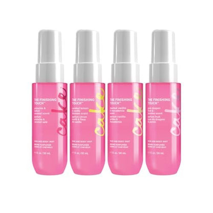 Cake Beauty Hair and Body Mist Travel Gift Set, The Finishing Touch - Fine Fragrance Mist with Aloe and Argan Oil, 4 x 30mL/1 oz Avelisse