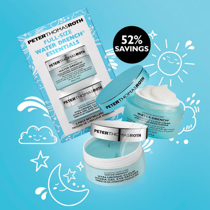 Peter Thomas Roth Water Drench® Essentials 2-Piece Face & Eye Kit – Hyaluronic Acid Moisturizer & Eye Masks Avelisse