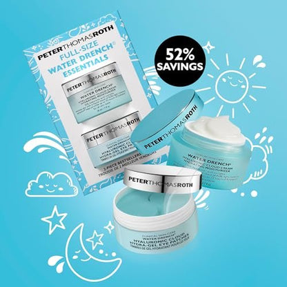 Peter Thomas Roth Water Drench® Essentials 2-Piece Face & Eye Kit – Hyaluronic Acid Moisturizer & Eye Masks Avelisse