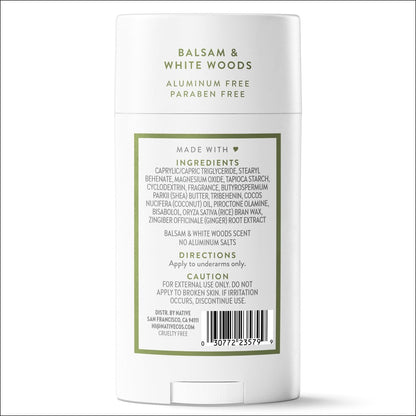 Native Deodorant for Women and Men – Aluminum Free, 72 Hour Odor Control, Balsam & White Woods, 2.65 oz Avelisse