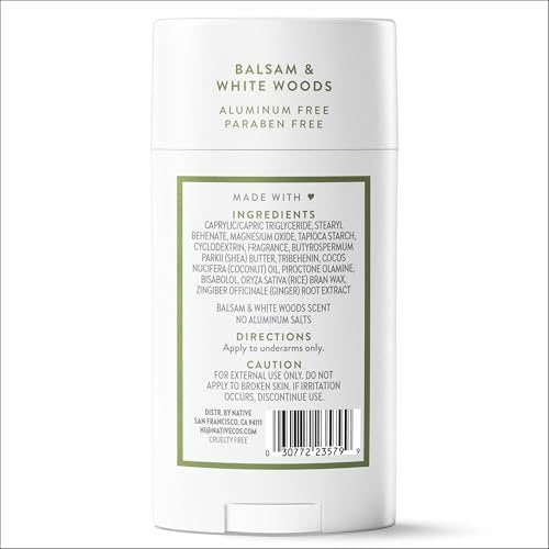 Native Deodorant for Women and Men – Aluminum Free, 72 Hour Odor Control, Balsam & White Woods, 2.65 oz Avelisse