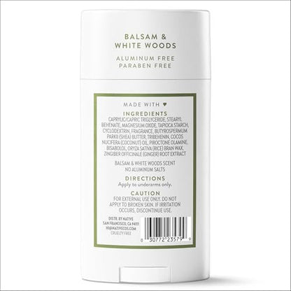 Native Deodorant for Women and Men – Aluminum Free, 72 Hour Odor Control, Balsam & White Woods, 2.65 oz Avelisse