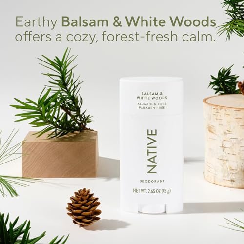 Native Deodorant for Women and Men – Aluminum Free, 72 Hour Odor Control, Balsam & White Woods, 2.65 oz Avelisse