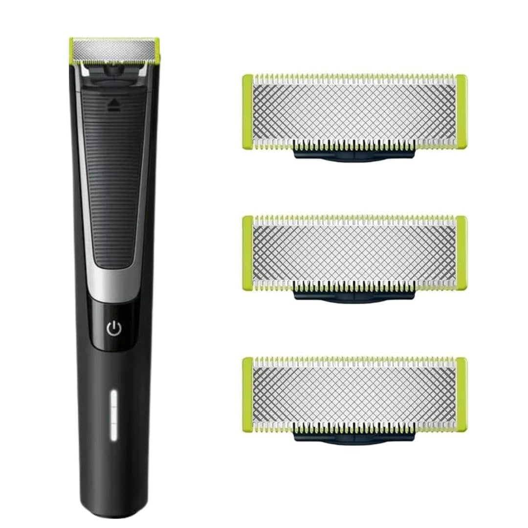 Set 3 Replacement Blades for OneBlade – Stainless Steel Blades Compatible with OneBlade Electric Trimmer & Shaver Avelisse