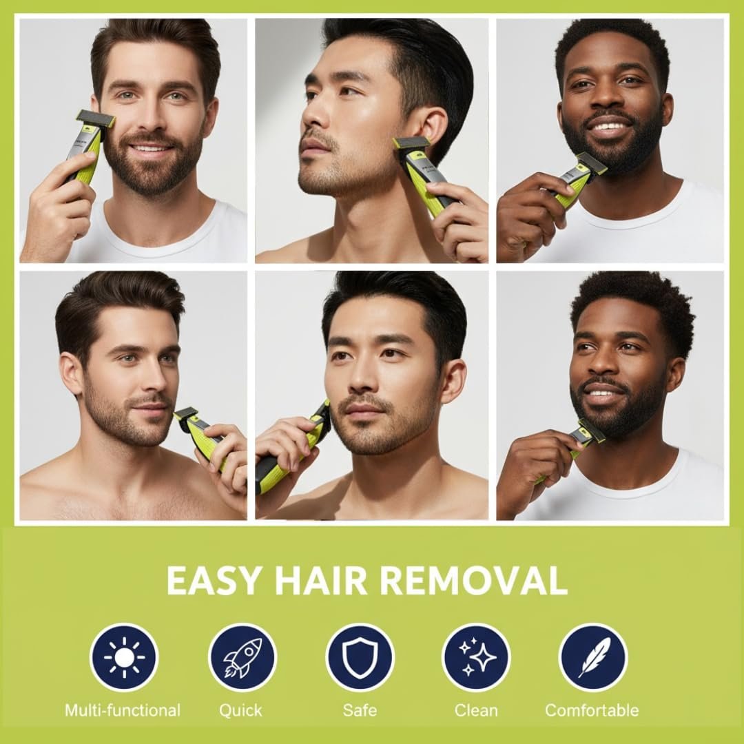 Set 3 Replacement Blades for OneBlade – Stainless Steel Blades Compatible with OneBlade Electric Trimmer & Shaver Avelisse