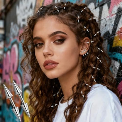 25 Pcs Goth Hair Clips for Women - Punk Spiked Metal Gothic Hair Accessories, Edgy Emo Y2K Grunge Hair Jewelry for Braids & Buns, Alt Fashion Gift for Men & Women (Silver) Avelisse